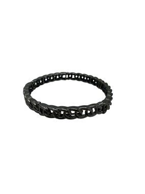 Stretch Bracelet Link Chain Metal Gunmetal Gray Goth Dainty Stackable Minimalist